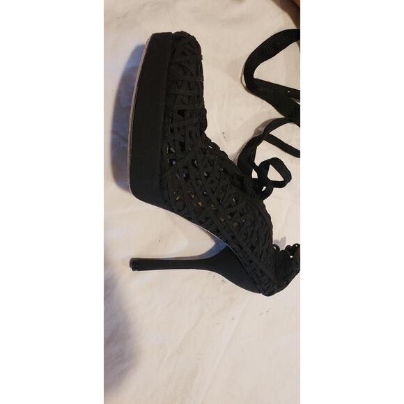 Emporio Armani Shoes Black Lace Up the Leg Stiletto High Heels Italy sz 39 Sexy - Picture 14 of 16